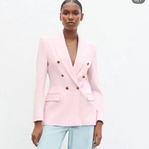 Zara Light Pink Double-Breasted Blazer size Small